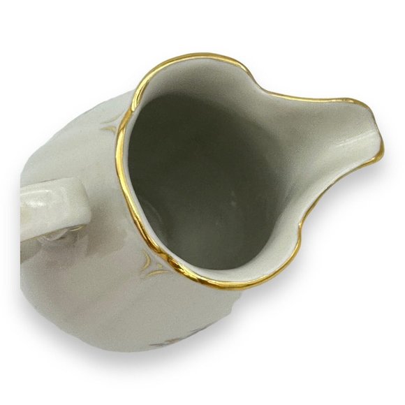 VTG Porcelain Creamer Germany US Zone Double Side Floral Designs Gold Trim 4.5" - Picture 7 of 11